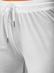 Spodnie damskie welurowe z szeroką nogawką białe OZONEE JS/92K519/1