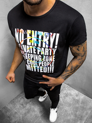 T-Shirt męski z nadrukiem czarny OZONEE JS/KS2361Z