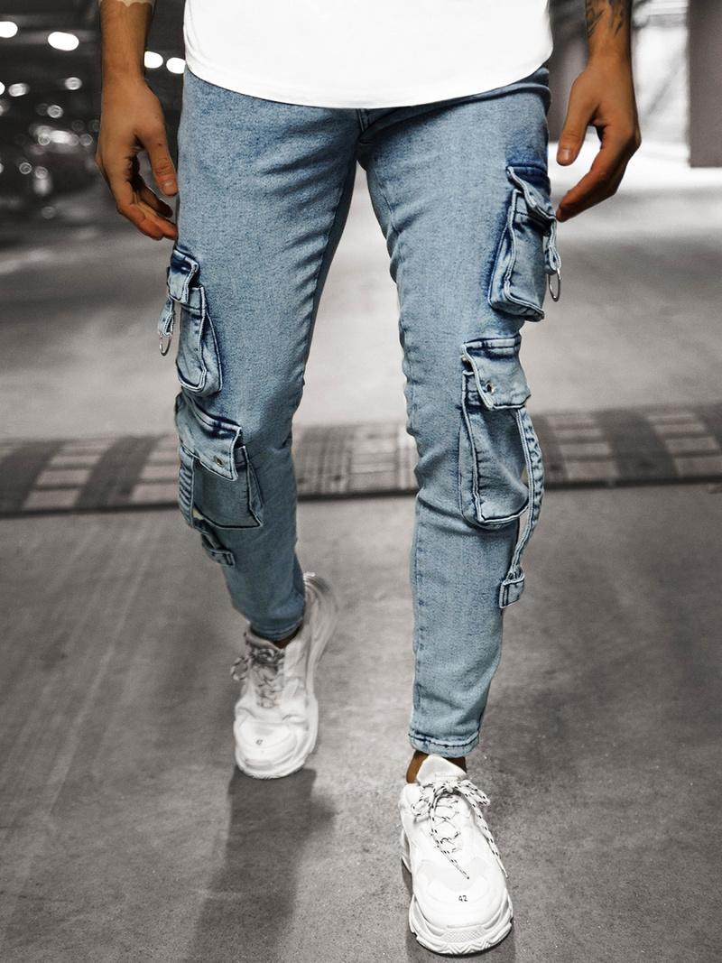 Spodnie jeansowe męskie jasno-niebieskie OZONEE O/B5961