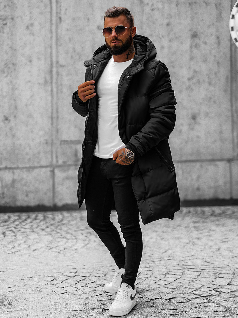 Kurtka zimowa męska pikowana czarna OZONEE O/M799