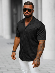 Сорочка чоловіча з коротким рукавом чорна OZONEE O/3C319