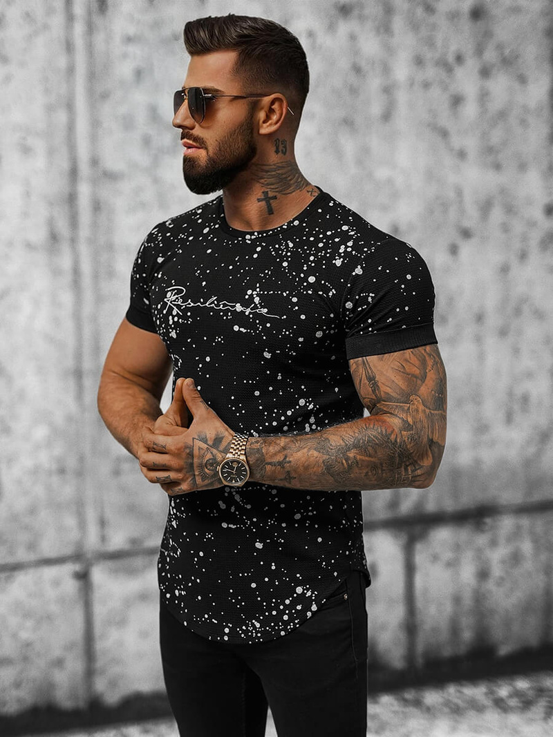 T-shirt męski czarny OZONEE O/P1113