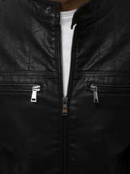 Kurtka skórzana męska czarna OZONEE JB/JP1130