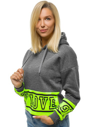 Bluza z kapturem damska grafitowa OZONEE JS/KSW2034