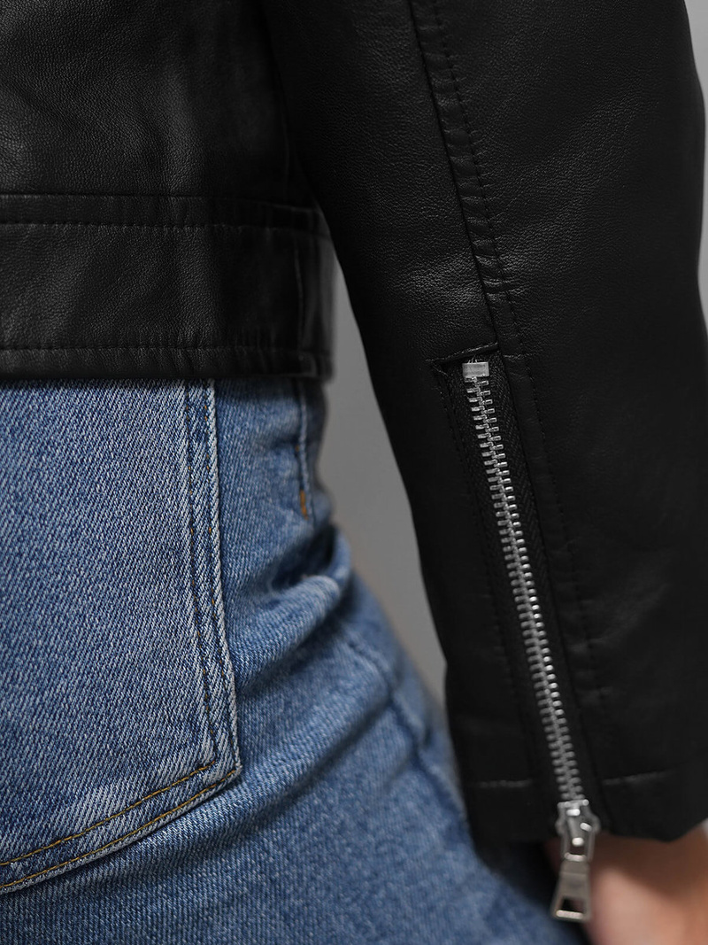 Kurtka skórzana damska ramoneska czarna OZONEE JS/11Z8060