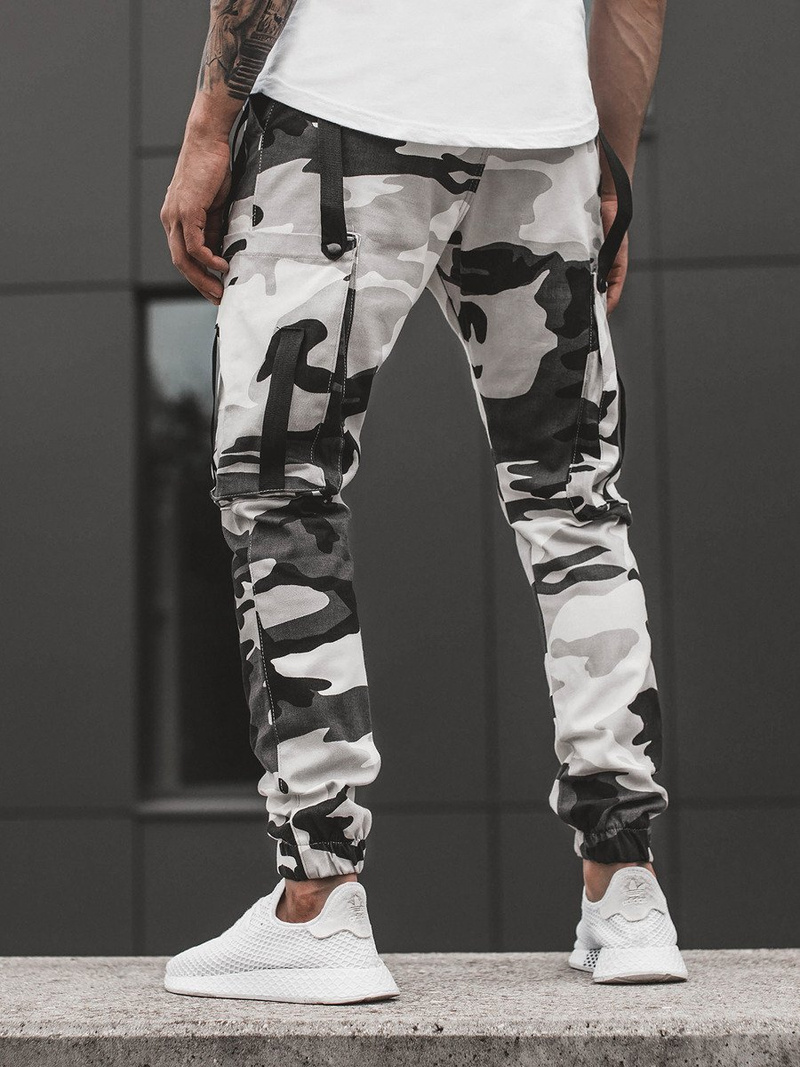 Spodnie męskie chino joggery czarno-białe OZONEE O/11102