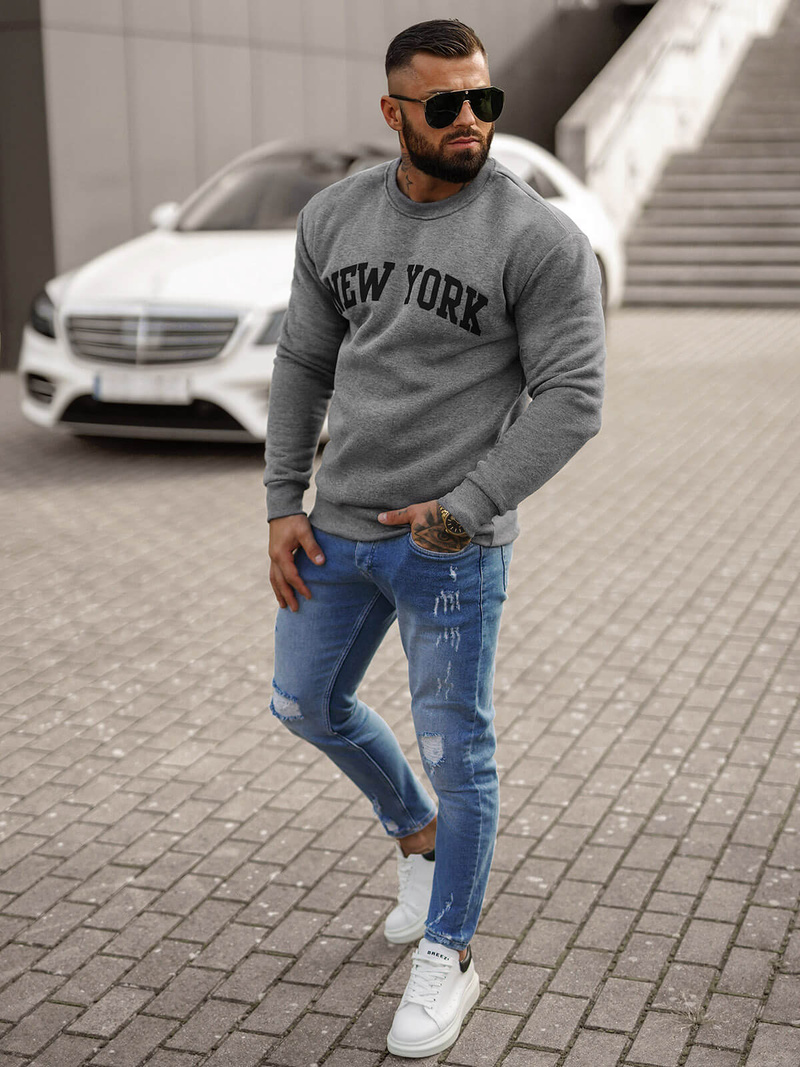 Bluza męska grafitowa OZONEE JS/8B1362/5