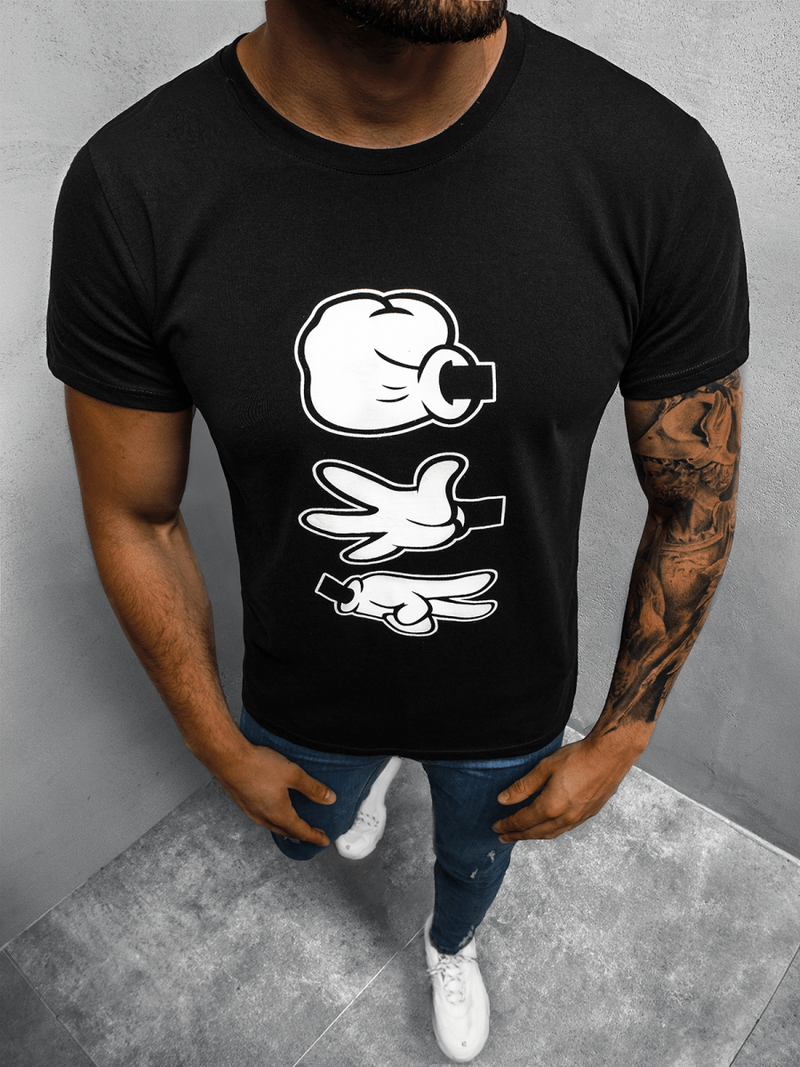 T-Shirt męski z nadrukiem czarny OZONEE O/1191