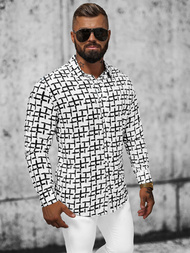 Koszula męska biało-czarna OZONEE E/9000/1Z