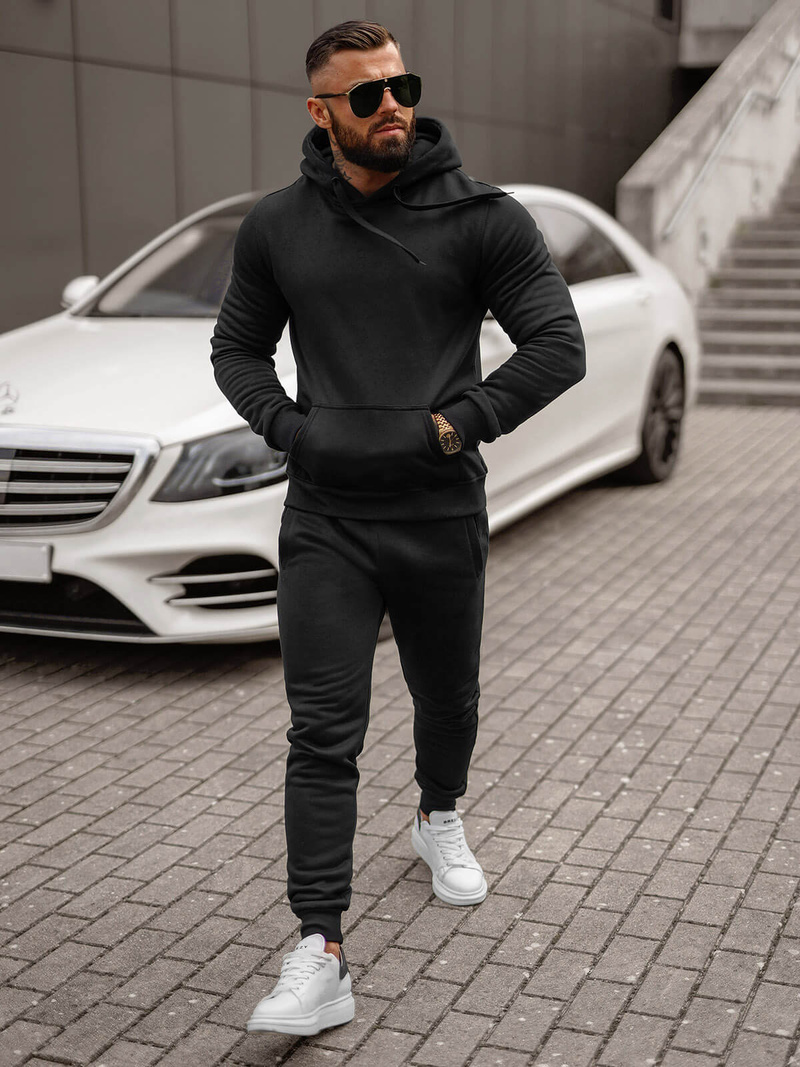 Komplet dresowy męski czarny OZONEE JS/68C10381/3Z