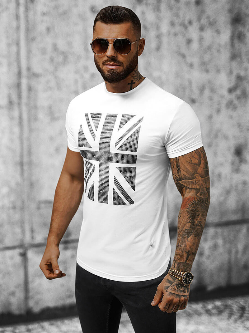 T-shirt męski biały OZONEE NB/3006Z