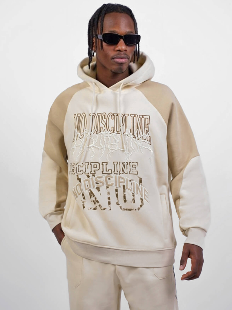 Bluza z kapturem oversize beżowa OZONEE O/SWE23037Z