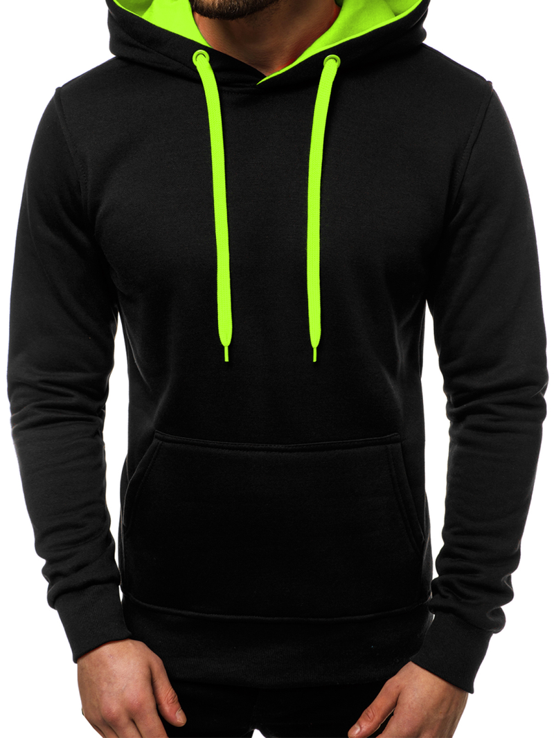 Толстовка з капюшоном чоловіча чорно-салатова OZONEE JS/2011