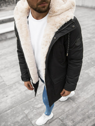 Kurtka zimowa męska parka z futerkiem czarna OZONEE JS/22M120/1