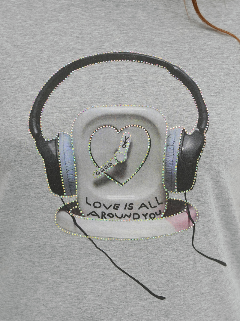 T-shirt damski z nadrukiem szary OZONEE DJ77806