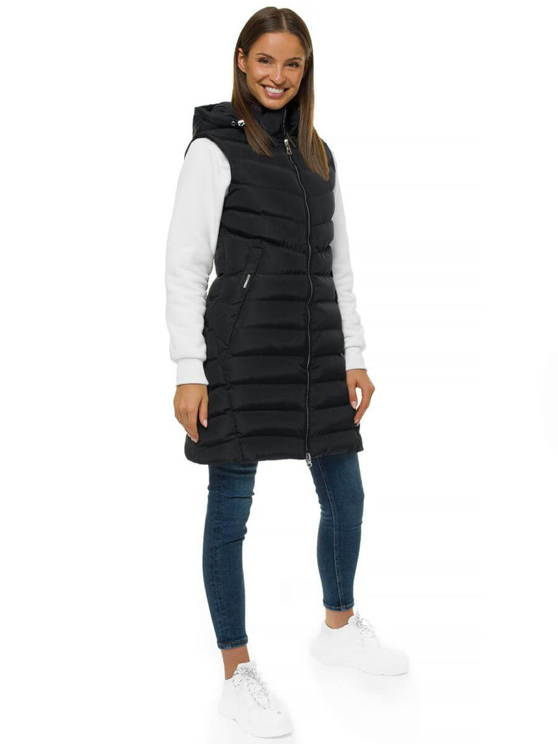 Стьобаний жіночий жилет чорний OZONEE N/6811/1