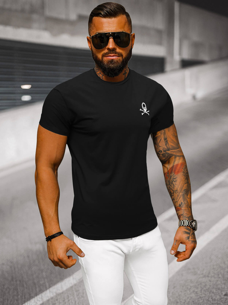 T-shirt męski slim fit czarny OZONEE NB/MT3049