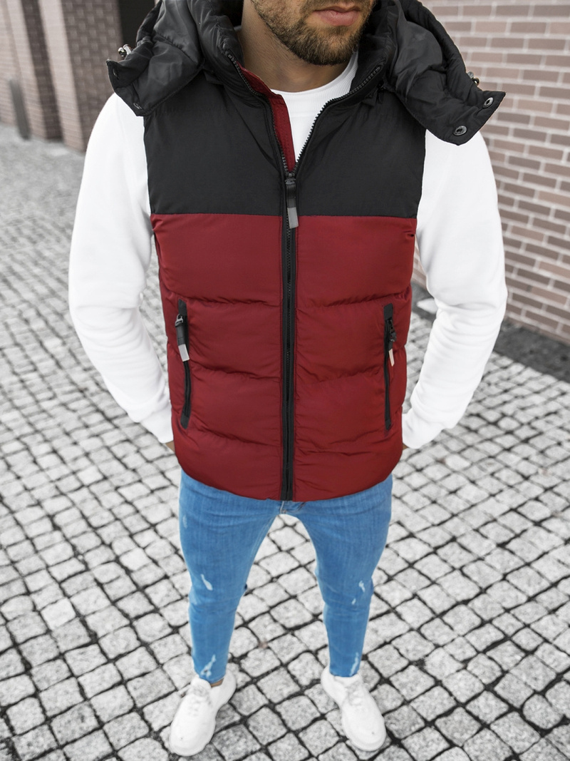 Безрукавка чоловіча Бордова-Чорна OZONEE JS/M1189/1