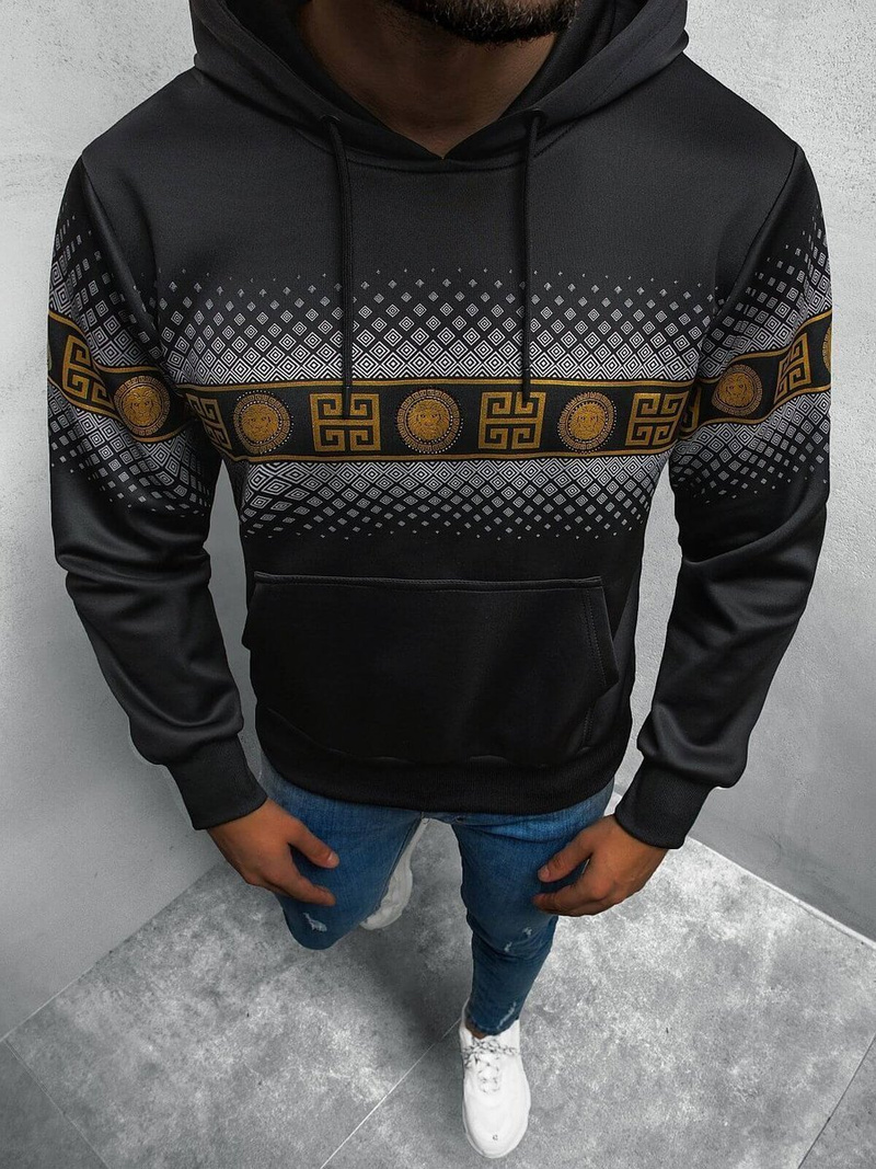 Bluza z kapturem męska czarno-złota OZONEE O/HM502