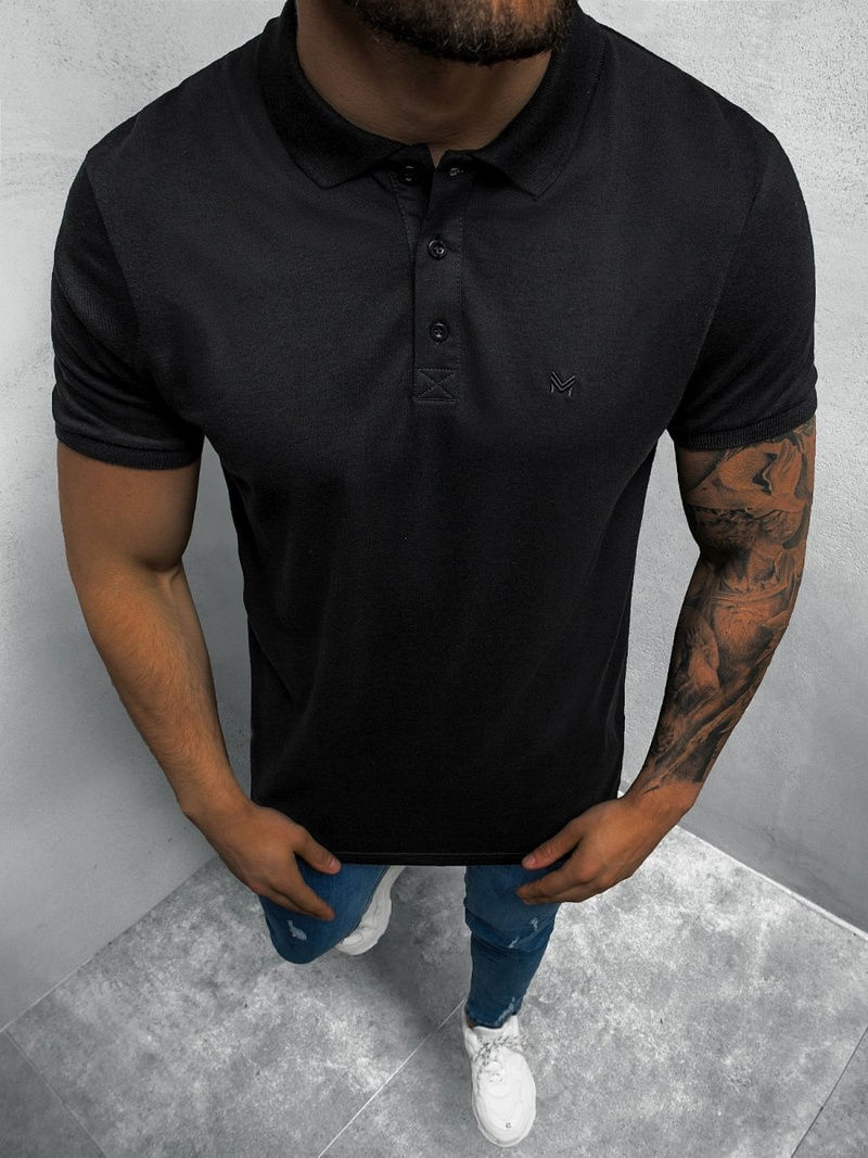 Koszulka męska polo czarna OZONEE MACH/P1500Z