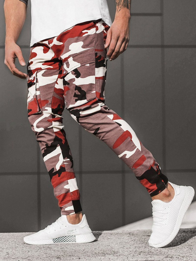 Штани чоловічі джоггери бордово-бежеві OZONEE A/1003