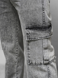 Spodnie jeansowe męskie wide leg szare OZONEE DO/4001