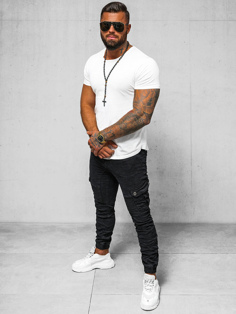 Spodnie męskie joggery czarne OZONEE O/E6979N