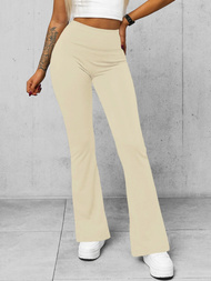 Legginsy damskie z szeroką nogawką ecru OZONEE O/KTK006-J