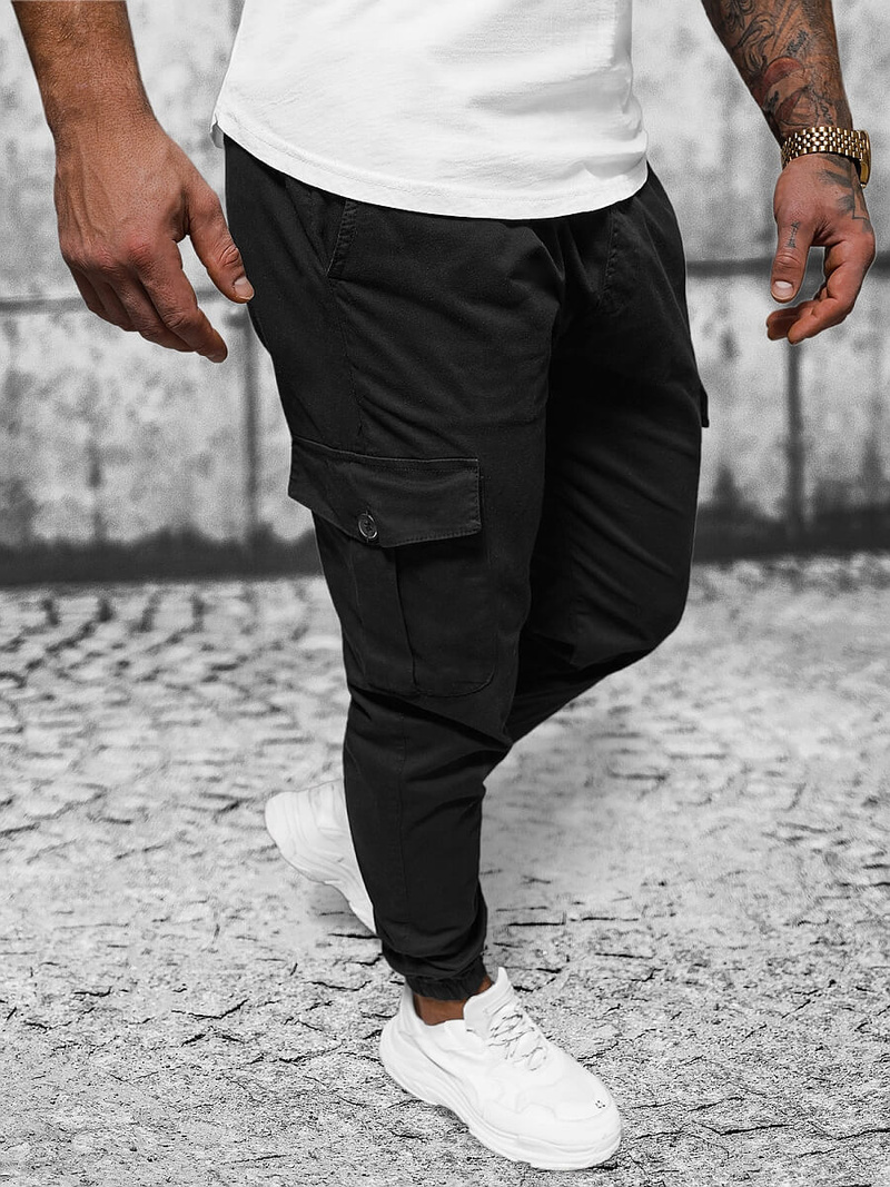 Чоловічі штани джоггери чорнi OZONEE O/PAN23023