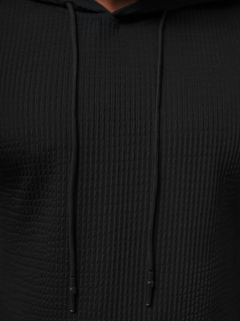 T-shirt męski z kapturem czarny OZONEE O/P1150