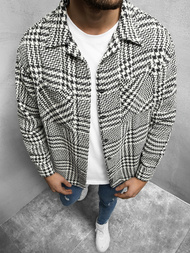 Koszula męska oversize w kratę czarno-biała OZONEE MACH/G821Z