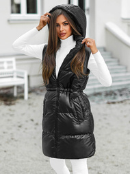 Kamizelka damska długa pikowana czarna OZONEE JS/5M3186/392Z