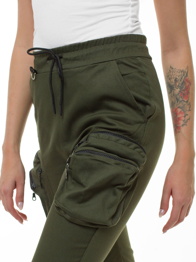 Spodnie damskie chino joggery khaki OZONEE O/802