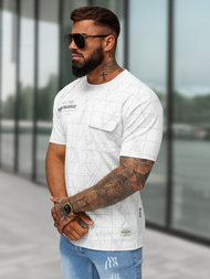 T-shirt męski regular fit biały OZONEE O/QQ1530
