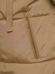 Kamizelka damska długa pikowana z kapturem beżowa OZONEE O/81266