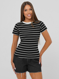 T-shirt damski w paski czarny OZONEE JS/96T659/3