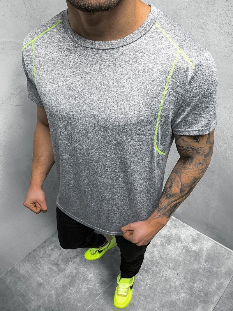 T-Shirt męski bez nadruku szary OZONEE JS/HM089/3