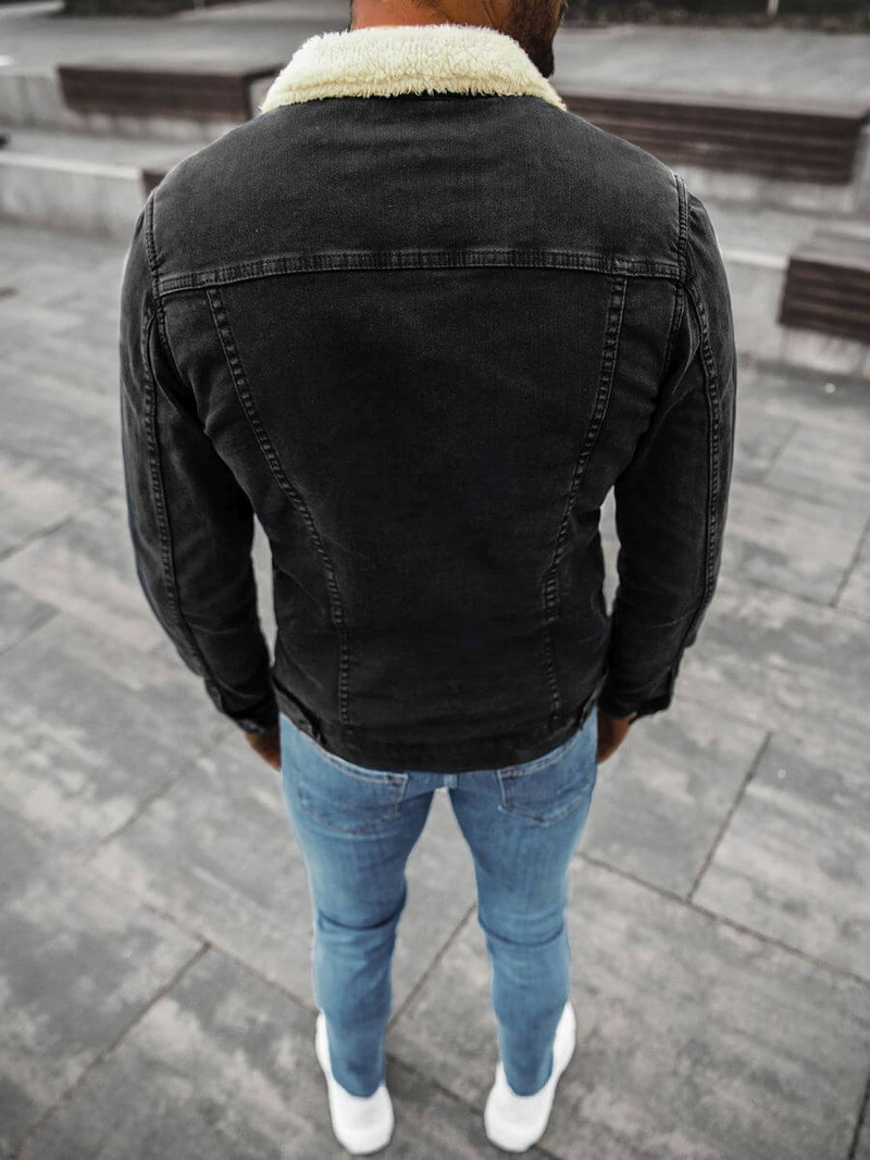 Kurtka męska jeans czarno-beżowa OZONEE BN/6630