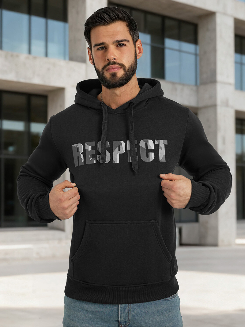 Bluza z kapturem męska czarna OZONEE JS/8B1759/3