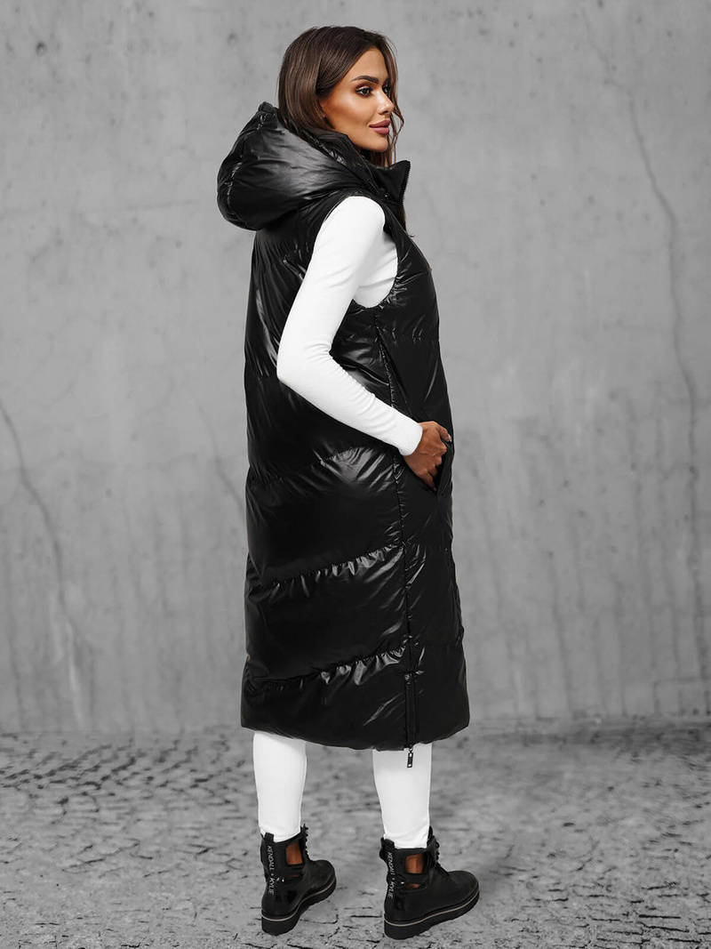 Стьобаний жіночий жилет чорний OZONEE JS/5M3183/392