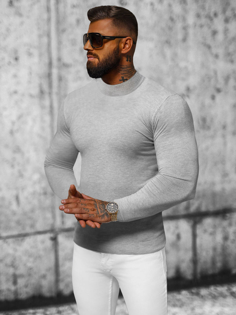 Sweter męski półgolf szary OZONEE NB/MMB603/2Z