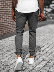 Spodnie męskie chino joggery materiałowe grafitowe OZONEE DJ/5539Z