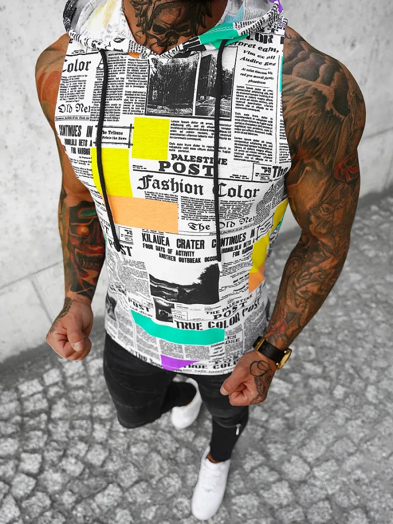 Koszulka bez rękawów męska z nadrukiem kolorowa OZONEE O/BL309Z