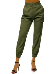 Spodnie damskie joggersy khaki OZONEE O/HM005