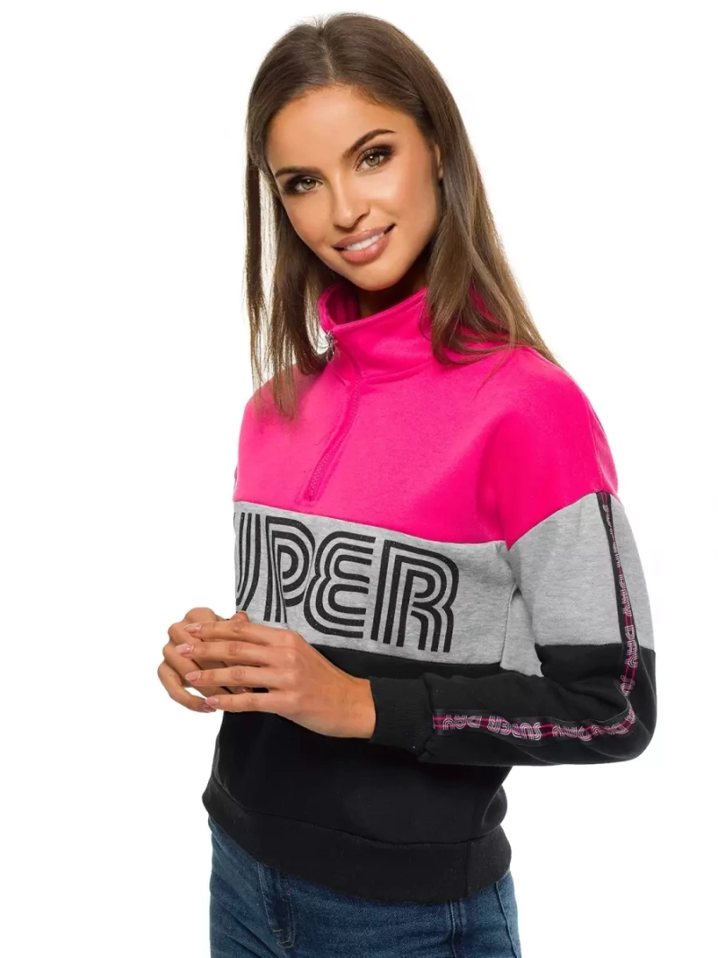 Bluza damska różowo-czarna OZONEE JS/B26019