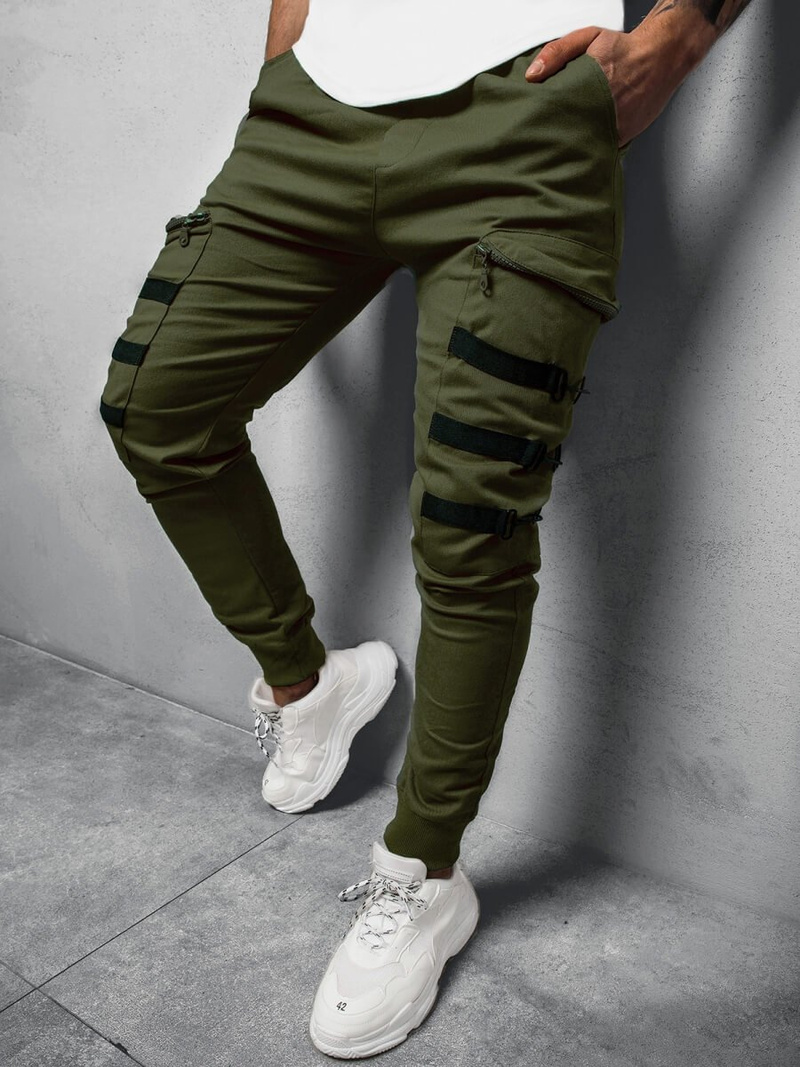 Spodnie męskie chino joggery khaki OZONEE G/11132