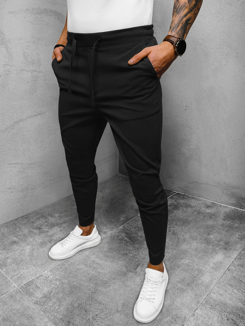 Spodnie męskie chino materiałowe czarne OZONEE DJ/2302/22