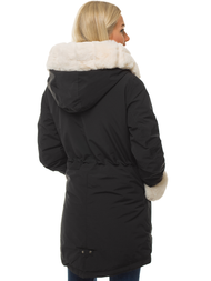 Kurtka zimowa damska parka z futerkiem czarna OZONEE N/6320