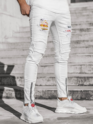 Spodnie męskie jeans białe OZONEE T/82010