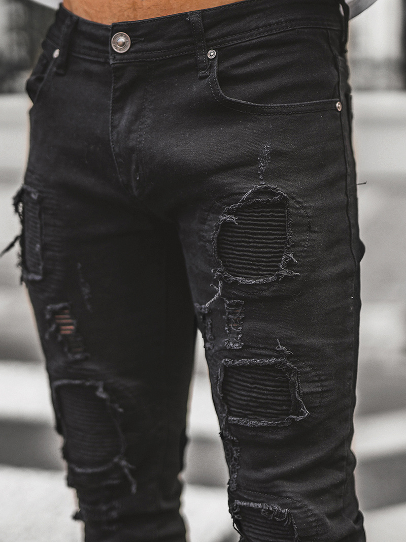 Spodnie jeansowe męskie czarne OZONEE O/E6978